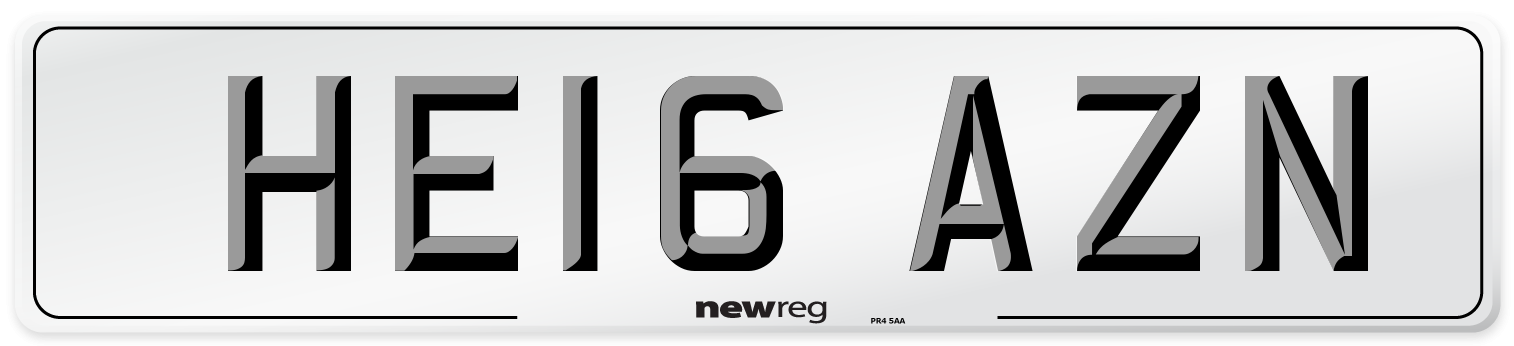 HE16 AZN Number Plate from New Reg